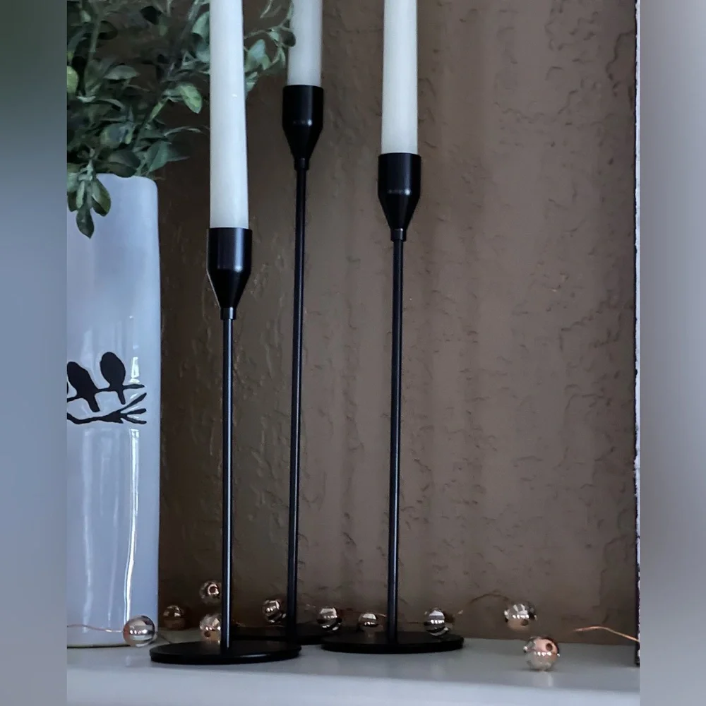 Black metal taper minimalist Candlesticks set of three